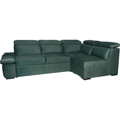 TEDIVA Десен ъглов диван havana с механизъм за сън - Тъмно зелено (mmamldprm-clo39)