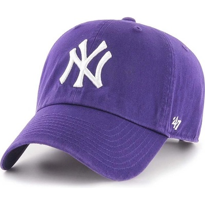 47 brand Памучна шапка с козирка 47 brand MLB New York Yankees в лилаво с апликация (B.RGW17GWSNL.PPB)