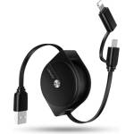 USAMS Кабел zwijany U1 2в1 1м черен (lightning/microUSB) (Usa000103)