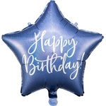 Party Deco Фолиев Балон "Happy Birthday", 40см, Тъмносин (FB93-074)