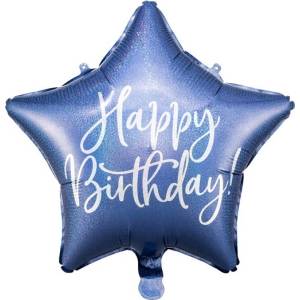 Party Deco Фолиев Балон "Happy Birthday", 40см, Тъмносин (FB93-074)