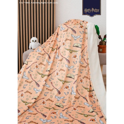 MKLuzkoviny.cz deka mikroplyš Harry Potter Meruňková 150x200