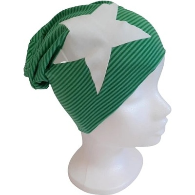dětská beanie čepice zelená pruhy