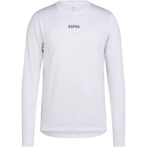 Rapha Фланелка с дълъг ръкав за колоездене Rapha Long Sleeve Trail Technical T-Shirt Cycling jersey - White / Fossil Blue - размер XXL (056-4331-0315)