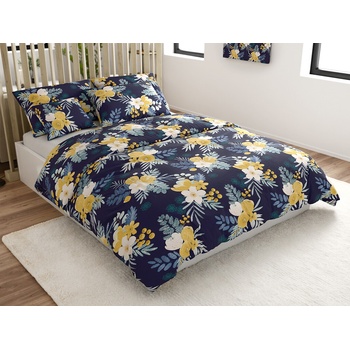 Textilomanie Obliečky z mikrovlákna FLOWERISH tmavo modré 70x90 140x200