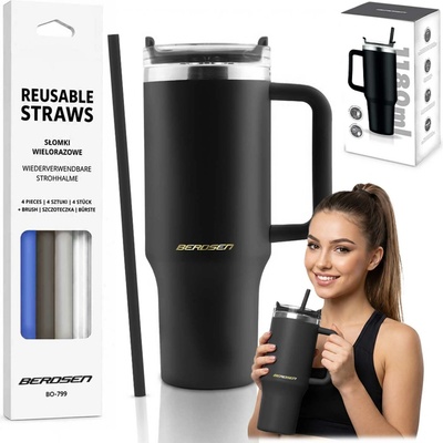 Berdsen termohrnček so slamkou 1180 ml čierny