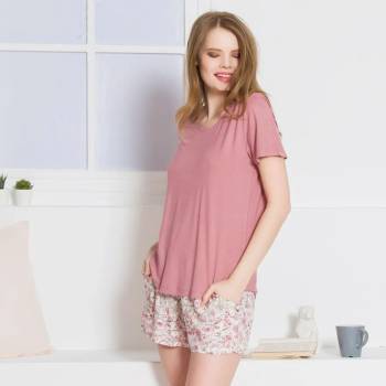 Image 1 of Лятна пижама в пастелно-розово и бяло