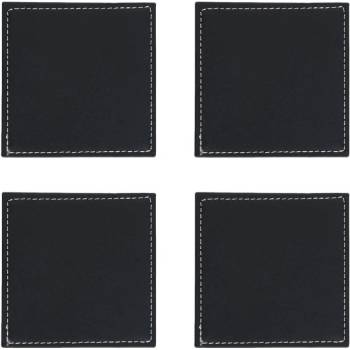 Комплект от 4 бр черни кожени подложки за чаши