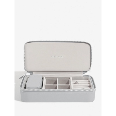 Stackers velká cestovní šperkovnice Pebble Grey Large Zipped Jewellery Box šedá 76156
