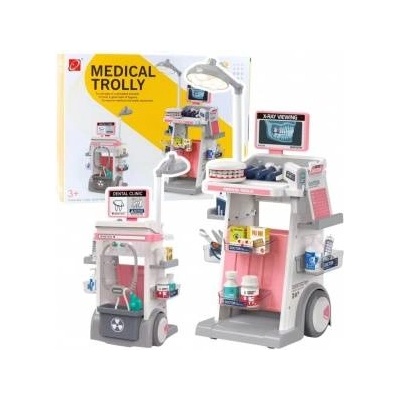 LEAN Toys Doctor Dentist Set Medical Cart Lights Pink 26 pcs