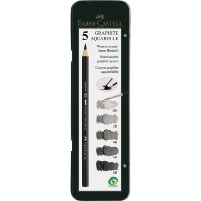 Faber-Castell Akvarelová grafitová tužka Graphite Aquarelle 5 ks plechová krabička 117805 – Zboží Živě