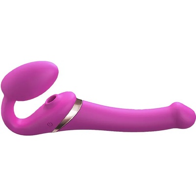 Strap On Me Multi Orgasm Strap-On Vibrator with Licking Stimulator Pink S