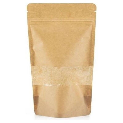 Doypack ZIP | kraft papír s okénkem | ECONOMY obsah 250ml (110 × 185 + 65mm)