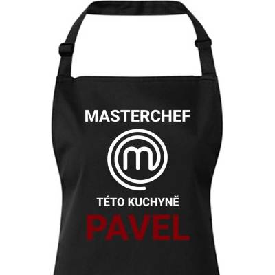 Bezvatriko.cz Pánská zástěra Masterchef této kuchyně Černá Canvas Zástěra s laclem 3258