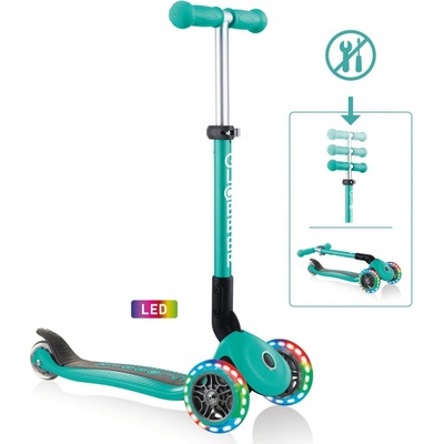Globber JUNIOR FOLDABLE LIGHTS tyrkysová