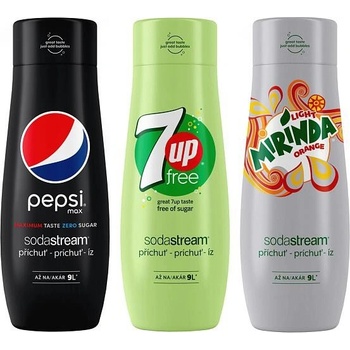 SodaStream Pepsi Max 440 ml + 7 Up Free 440 ml + Mirinda Light 440 ml