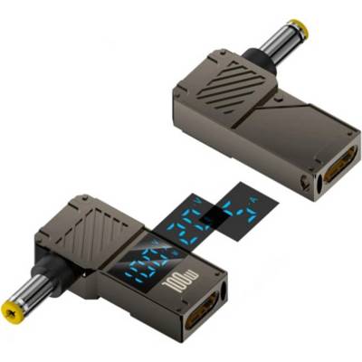 Techsuit Адаптер от DC към USB-C женско за за зареждане на лаптоп - Techsuit аdapter LaptopPlugX 100W LED (сив) (LaptopPlugX (A22))