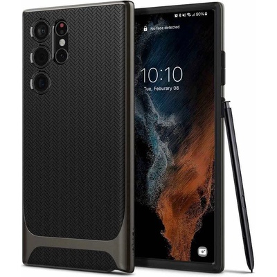 Spigen Neo Hybrid Case - хибриден кейс с висока степен на защита за Samsung Galaxy S22 Ultra (сив)