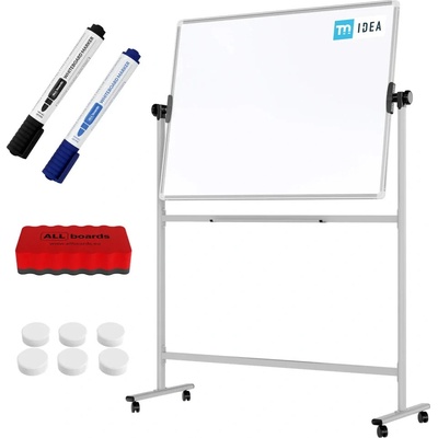 ALLboards Mobilní tabule TM Idea, oboustranná, otočná, za sucha stíratelná, magnetická, 120 x 90 cm – řada FLEX DMB129