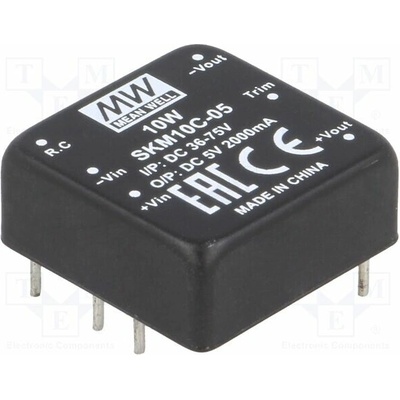MEAN WELL SKM10C-05 Měnič: DC/DC; 10W; Uvst: 36÷75VDC; Uvýst: 5VDC; Ivýst: 2000mA; DIP