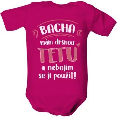 dětské body organic s potiskem Drsná teta holčička dětské Fuchsia