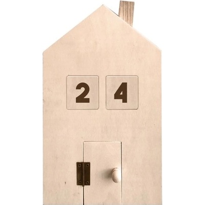 ARTEMIO Drevený adventný kalendár domček s dvierkami