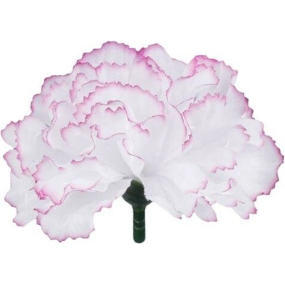 Umelý karafiát biely s fialovým okrajom 8 cm