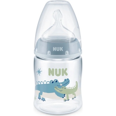 Nuk Шише със силиконов биберон Nuk First Choice - Temperature control, PP, 150 ml, Крокодили (10743875)