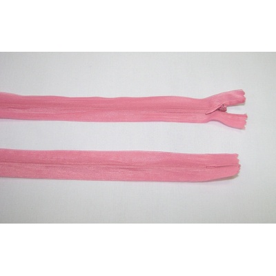 Zips krytý 3mm ružová nedeliteľný 50cm dederon