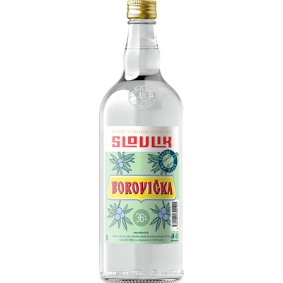 Slovlik Borovička Slovenská 36% 1 l (čistá fľaša)