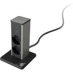 Digitel STAND UP 2хКОНТАКТ ШУКО+ 1хUSB A/C 20W, ЧЕРЕН/ИНОКС (12718D)