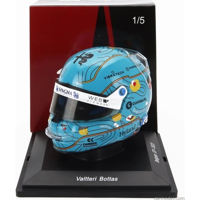 Spark-model Bell helmet F1 Casco Helmet Alfa Romeo C43 Team Stake N 77 Belgium Gp 2023 Valtteri Bottas Světle Modrá 1:5