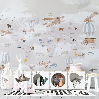 Image 1 of Art gift Детски фототапет с карта - Малки изследователи