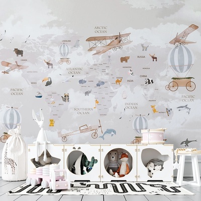 Art gift Детски фототапет с карта - Малки изследователи