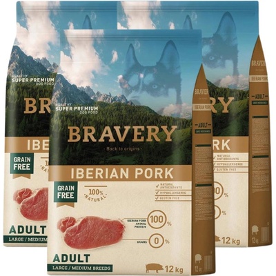 Bravery Dog Large Medium Adult Pork 3 x 4 kg