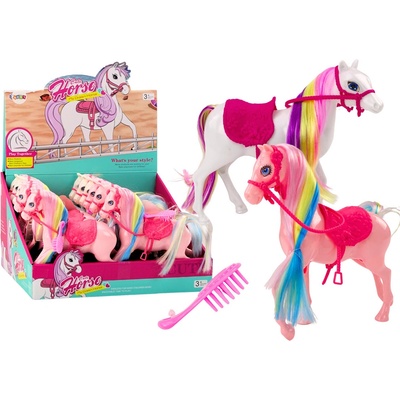 mamido Koň s farebnou hrivou ružové sedlo kefa