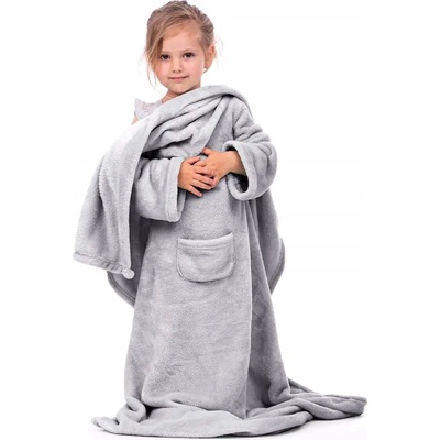 DecoKing Lazy Detská deka s rukávmi sivá