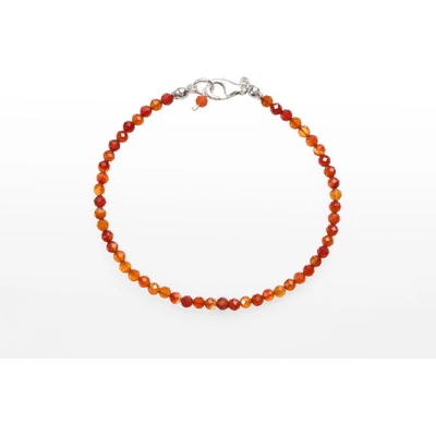 SVĚT KAMENŮ s.r.o. Stříbrný náramek karneol fazetovaný 3 mm 00256506