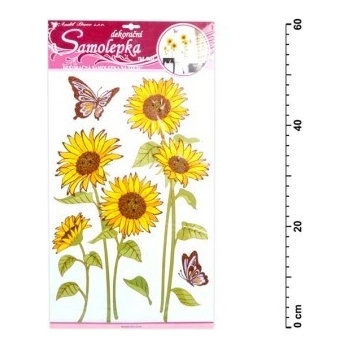 Anděl 10031 samolepící dekorace slunečnice s motýli a glitry 60x32cm