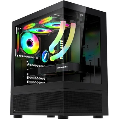 Кутия 1st Player MIKU Mi7-A, ATX/Micro ATX/Mini ITX, 1x USB 3.0, 3x 120mm RGB вентилатора, с прозорец, черна, без захранване (Mi7-A-BK-2F1R-1F1)
