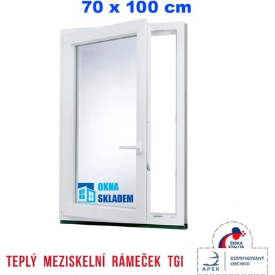 Erkado Plastové okno otevíravé i sklopné levé 70 x 100 cm Bílé / Antracit