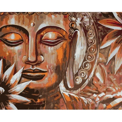 Diamondi Diamantové malování BRONZOVÝ BUDDHA A KVĚTINY 40 x 50 cm bez rámu a bez vypnutí plátna