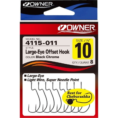 Owner Háček s očkem Large-Eye Offset Hook 4115 vel.10 8 ks