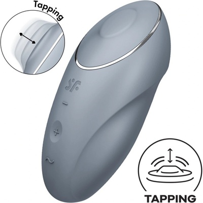 Satisfyer Přikládací Tap & Climax 1 Bluegrey silikonový s pulzátorem