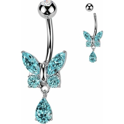 MARRE Piercing do pupíku motýlek (tyrkysová) WP0047-Q