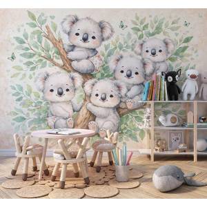 Art Gift Decor Детски фототапет коали върху дърво в пастелни цветове