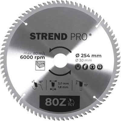 Kotúč Strend Pro TCT 254x3.0x30/20 mm 80Z, na drevo, pílový, SK plátky