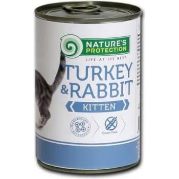 Image 1 of Nature's Protection Nature's Protection CAT Kitten Turkey & Rabbit, консерва с пуешко и заешко месо, за бебета котета, Литва - 400 гр