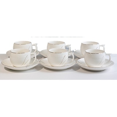 СЕРВИЗ ЗА КАПУЧИНО ЗЛАТЕН КАНТ 12Ч. С КРЪГЛА ЧИНИЯ (02-14263)