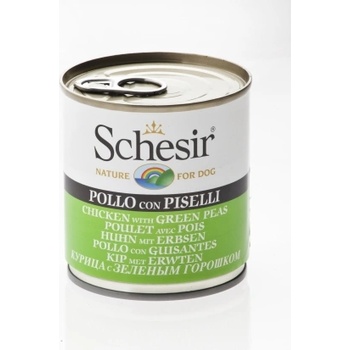 Schesir - Консервирана храна за израснал кучета с пилешко месо и зелен грах, 285 гр